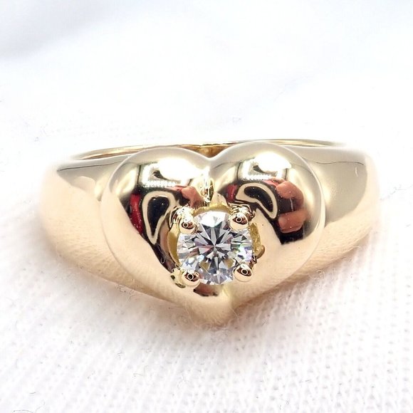 Authentic Van Cleef & Arpels 18k Yellow Gold Diamond Heart Ring - Picture 6 of 9